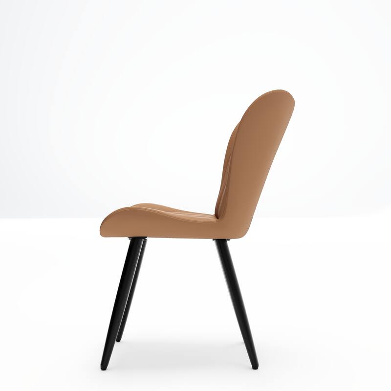 Set of 4 Modern PU Leather Dining Chairs with Thick Cushions & Metal Legs, Armless Faux Leather Side Chairs for Kitchen