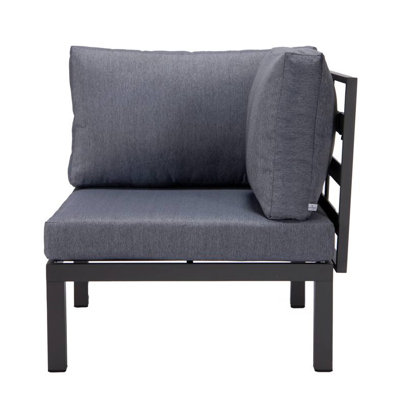 LeisureMod Hamilton 2-Piece Modern Corner Lounge Chair Loveseat - Polyester Upholstered Sofa for Patio Garden Porch Backyard