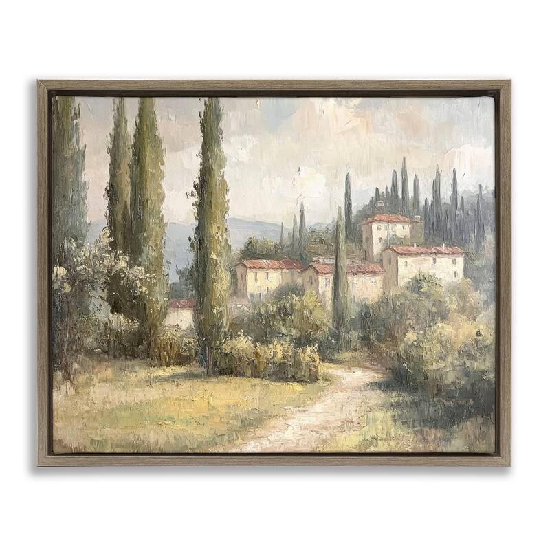 Stupell Villa Hidden in Trees Framed Floater Canvas Wall Art Design By Petal Prints Design - 21 x 17 - Brown