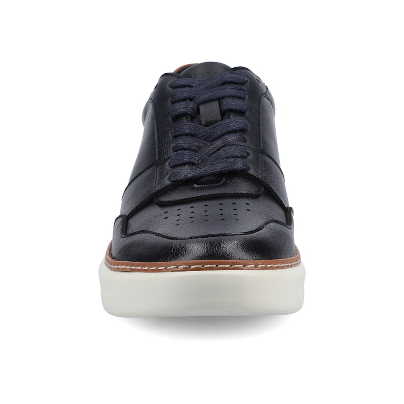 Vance Mens Hustle Perforated Low Top Court Sneaker - Navy - 11