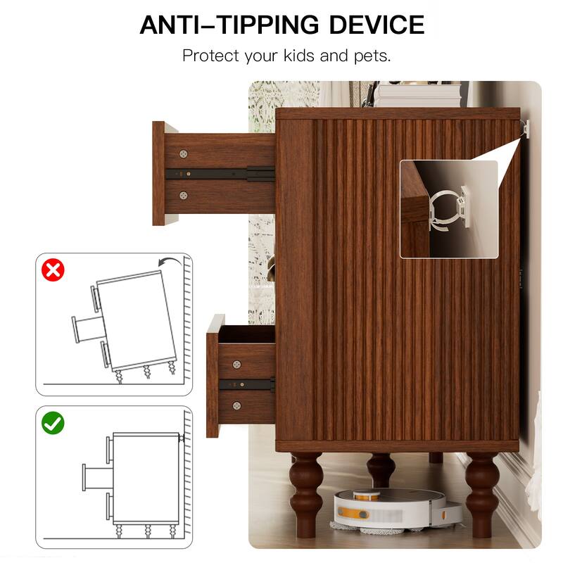 Pocassy 8 Drawer Dresser for Bedroom, Chest of Drawers with Solid Wood Legs