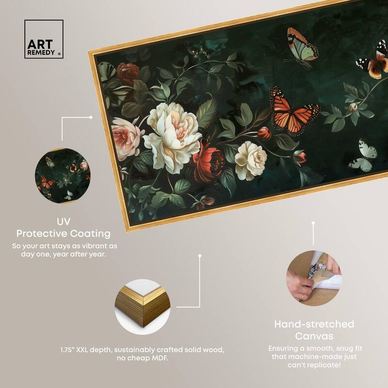 Emerald Floral Panoramic Canvas by Art Remedy