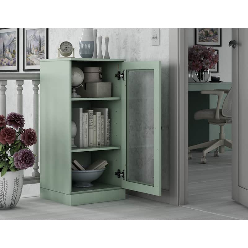 Palace Imports 100% Solid Wood 3-Shelf Bookcase with Clear Glass Door and Adjustable Shelves