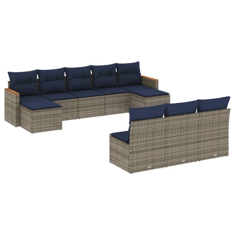 vidaXL 10/11 Piece Patio Sofa Set with Cushions Black/Gray Poly Rattan