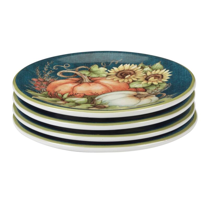 Certified International Autumn Breeze 6" Canape/Luncheon/Dessert Plates, Set of 4 - 6" x 6" x .75"