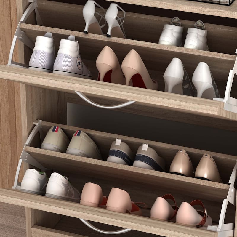 22.4"W Modern Shoe Storage Cabinet,Fold-out Drawer