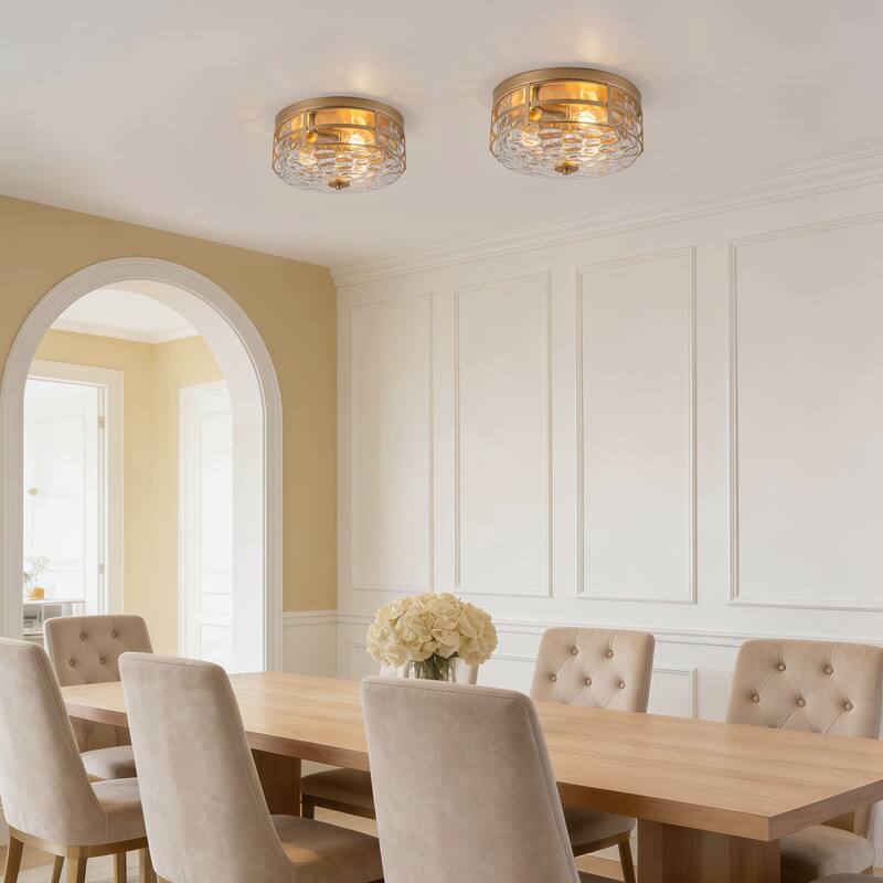 Starsky 3-Light Modern Clear Hammered Glass Flush Mount