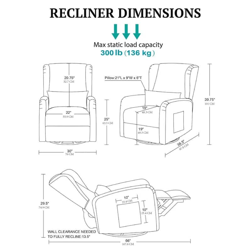 Madison Park Candace Power Recliner 3-in-1 with Swivel, Glider, USB Ports