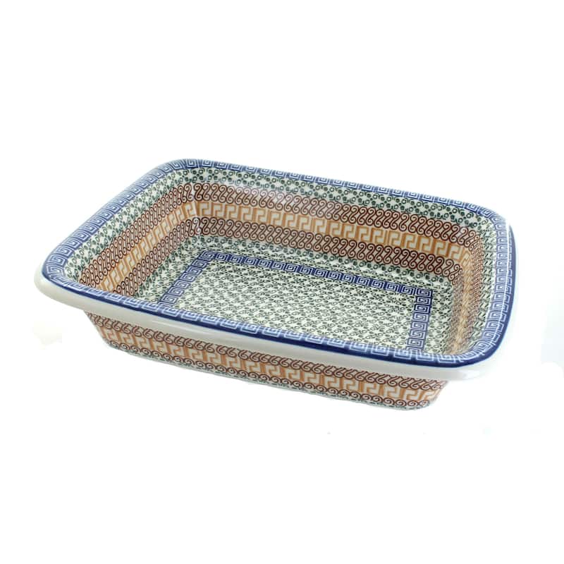 Blue Rose Polish Pottery 855 Ceramika Artystyczna Medium Rectangular Baker - Athena