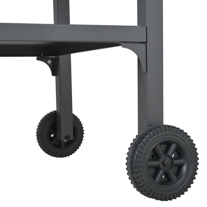 Portable Foldable Outdoor Kitchen Prep Station, BBQ Grill Cart with Expandable Top and Storage for Patio