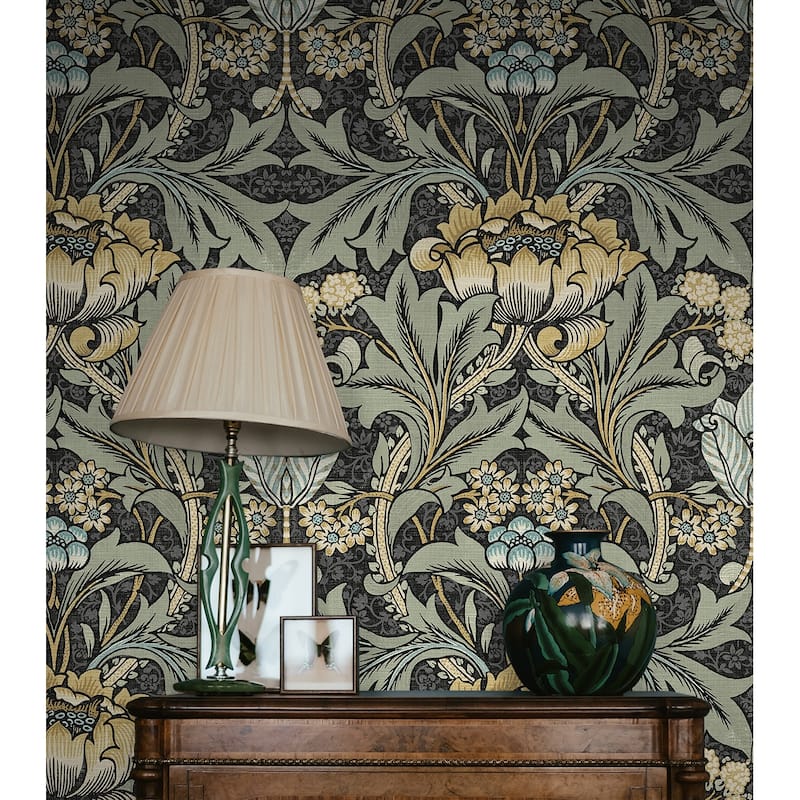 NextWall Acanthus Floral Peel and Stick Wallpaper