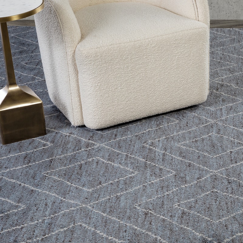 Ben Soleimani Double Diamond Moroccan New Zealand Wool Hand-Knotted Rug