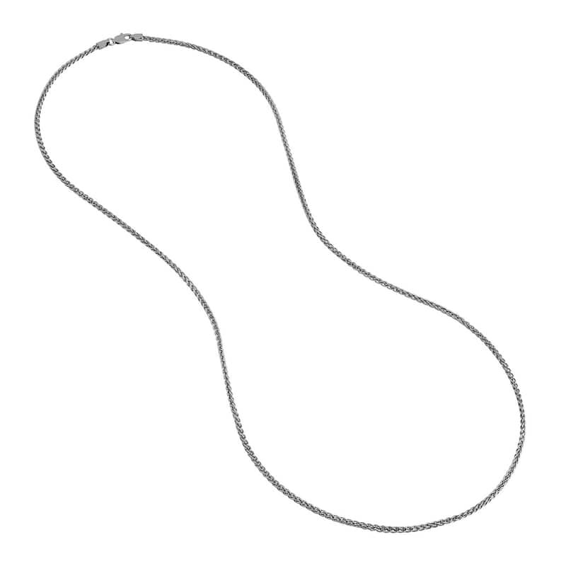 Curata 925 Sterling Silver Oxidized 2.25mm Round Wheat Chain Necklace For Men or Women (Lobster)