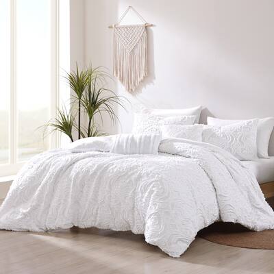 6 Piece Bedding Comforter Set All-season Reversible Bed in a Bag Queen White