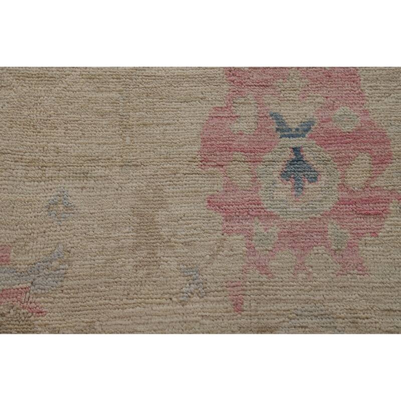 Vegetable Dye Oushak Turkish Rug Handmade Bedroom Beige Wool Carpet - 4'10"x 7'5"