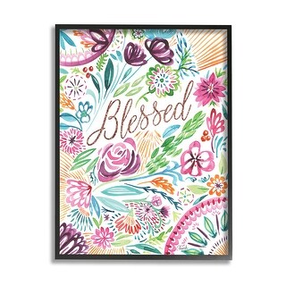 Stupell Blessed Whimsical Flower Shapes Framed Giclee Art by Cherish ...