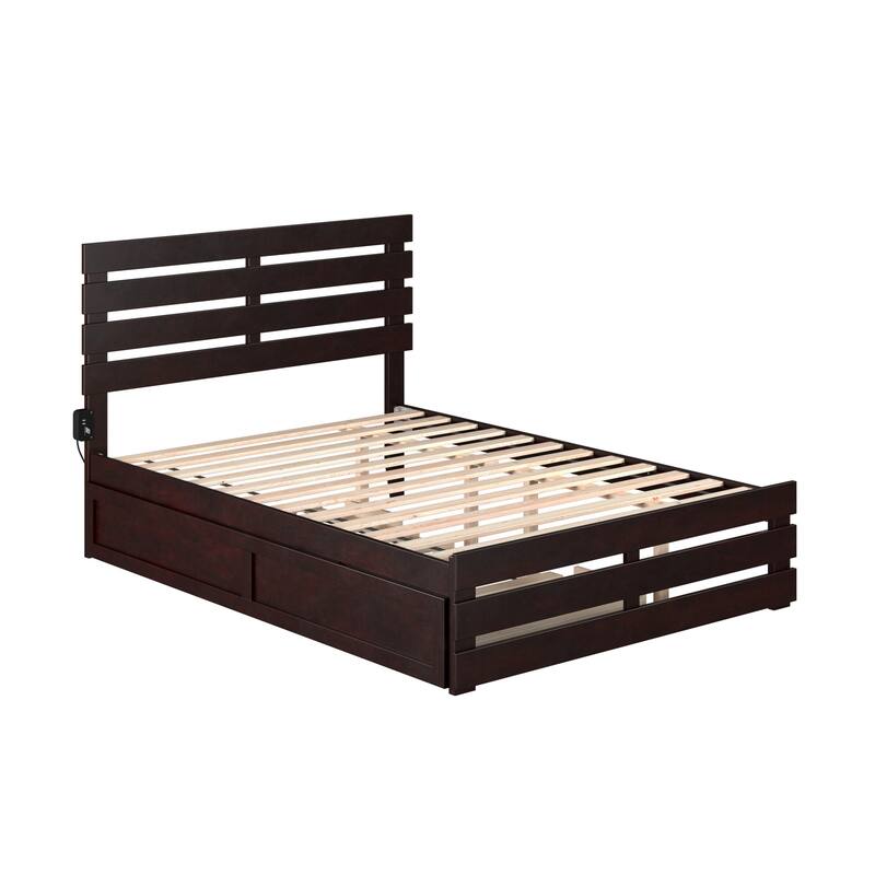 Full Bed with Trundle - Southwestern Style Espresso Finish - Modern Farmhouse Bedroom Furniture