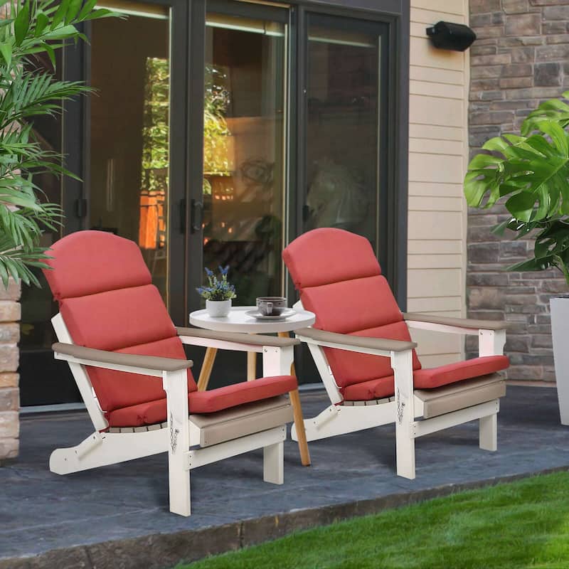 Aoodor Patio Chair Cushion Set of 2 - High-Back Adirondack Patio Cushions with Ties
