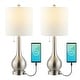 preview thumbnail 23 of 28, Grant 24" Modern Classic Gourd Iron LED Table Lamp with Pull-Chain with Dual USB Charging Port, by JONATHAN Y (Set of 2)