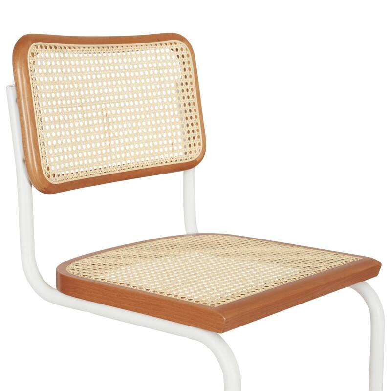 Breuer Chair Company Marcel Breuer Cesca Cane Cantilever Side Chair w/ White Steel Frame (Various Wood & Cane Colors)