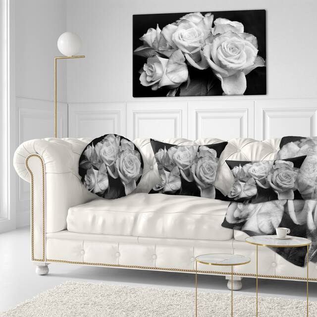 Bunch of Roses Black and White - Floral Canvas Art Print - 40 in. wide x 20 in. high