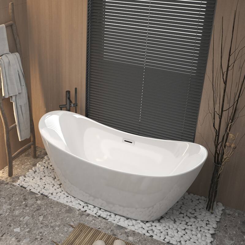 GDFStudio - Juliette Modern Freestanding Soaking Tub with Ergonomic Spa-Style Comfort - 59 "Acrylic freestanding tub