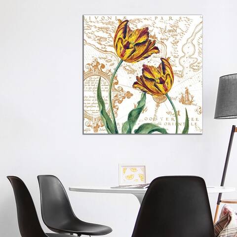 iCanvas "Parrot Tulips Vintage Shabby Chic White" by Seven Sirens Studios Canvas Print