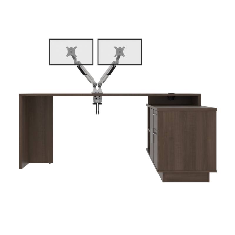 BESTAR Equinox 72W L-Shaped Desk with Monitor Arms
