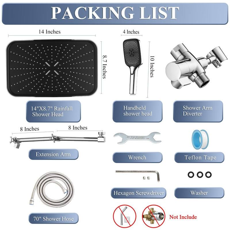 Shower Head With Handheld Combo, High-Pressure Rain/Rainfall