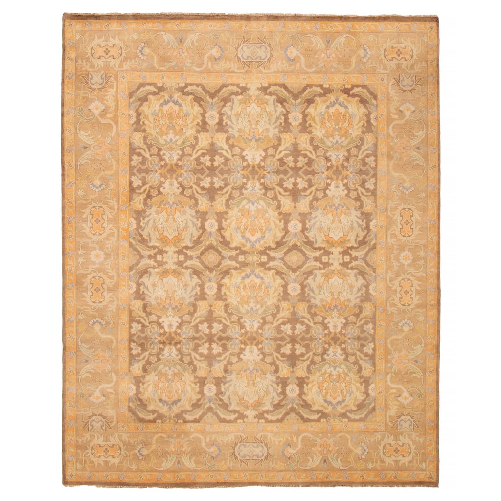 ECARPETGALLERY Hand-knotted Finest Agra Jaipur Brown Wool Rug - 7'9 x 9'9