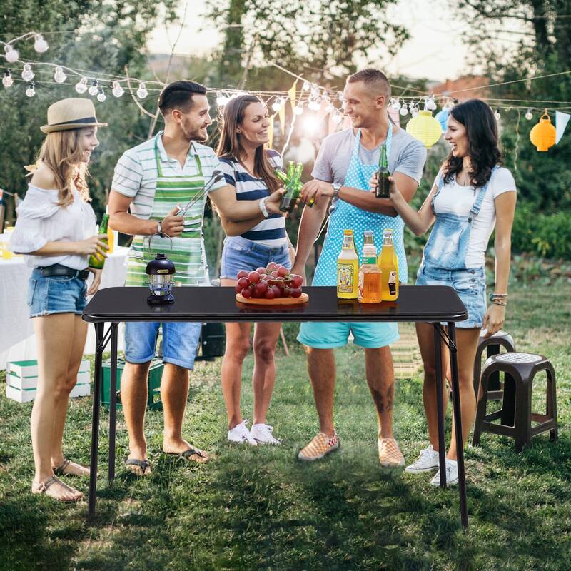 Taomika 5 Piece Black Folding Game Room Card Table and Upholstered Chair Set Table and Chair Set