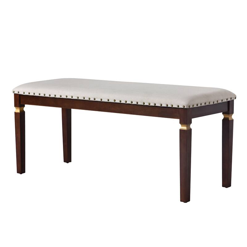 Farmhouse 6-Piece Dining Table Set for 4 with Sturdy Rubber Wood Frame and Upholstered Chairs for Versatile Spaces