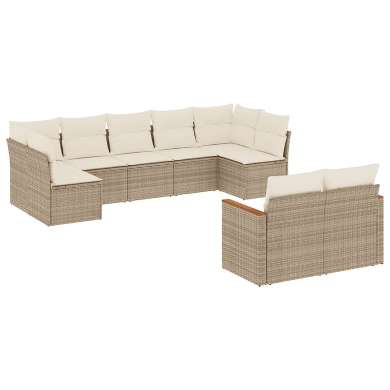 vidaXL Patio Sofa Set with Cushions Outdoor Conversation Furniture Poly Rattan - 24.4 x 24.4 x 27.2 in