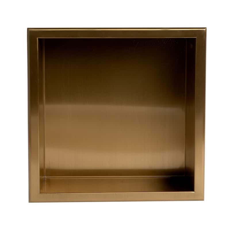 ALFI brand 12" x 12" Brushed Gold PVD Stainless Steel Square Single Shelf Shower Niche
