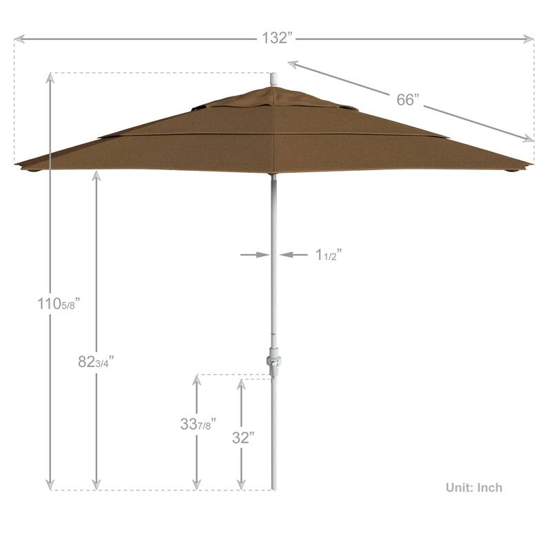 California Umbrella 11' Rd. Alum/Fiberglass Rib Patio Umb,Crank Lift/Collar Tilt, Dbl Wind Vent, White Finish, Sunbrella Fabric