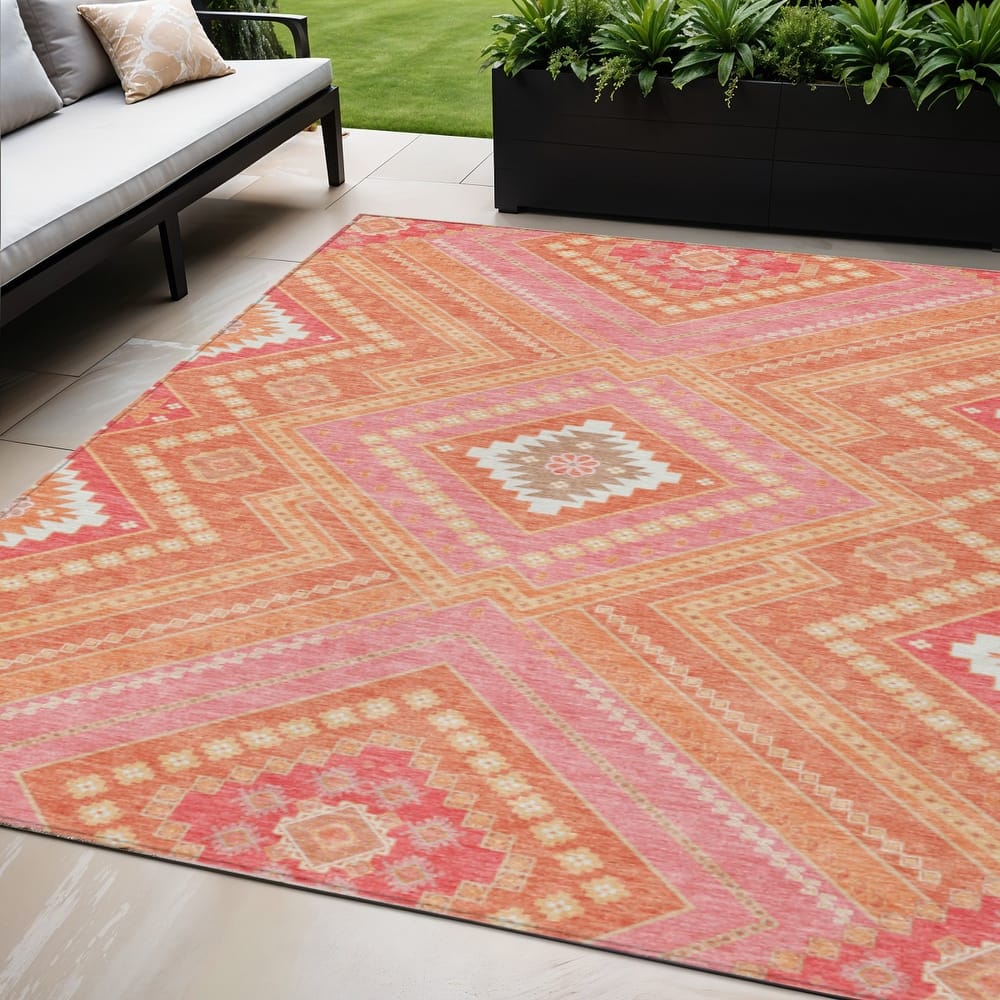 HomeRoots Tribal Transitional Rectangle Outdoor Rug