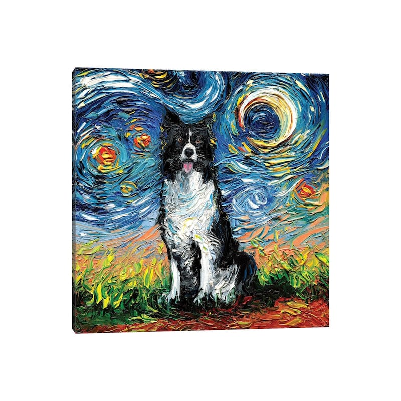iCanvas "Border Collie Night II" by Aja Trier Canvas Print