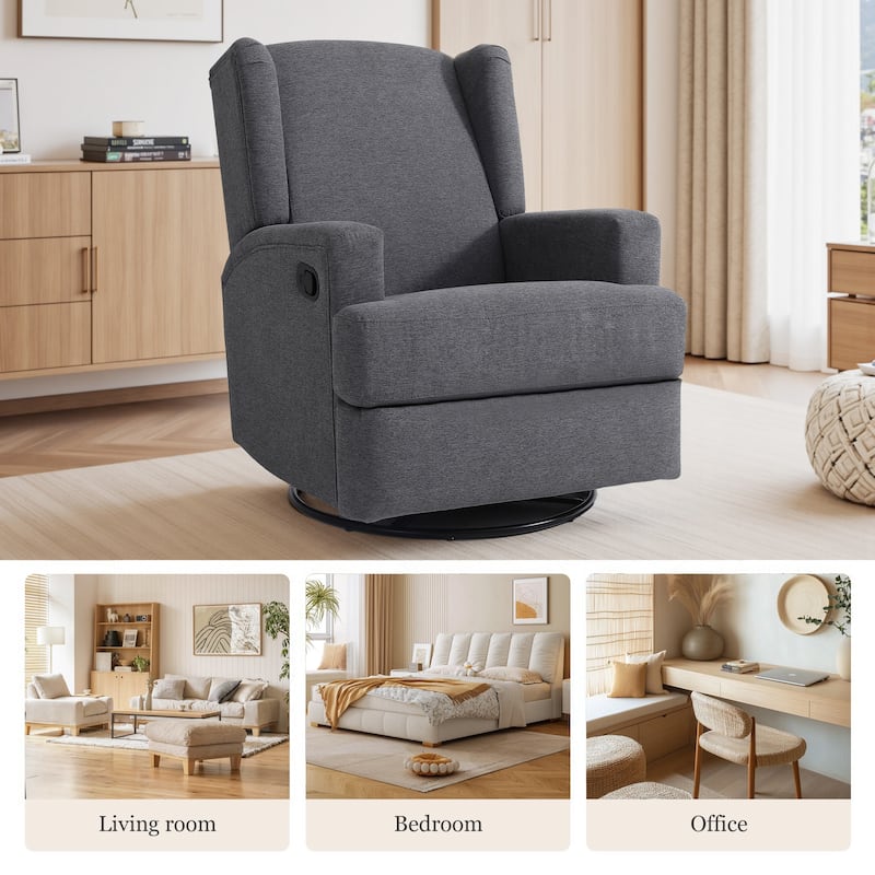UIXE Upholstered Chenille/Boucle Swivel Glider Rocker Recliner