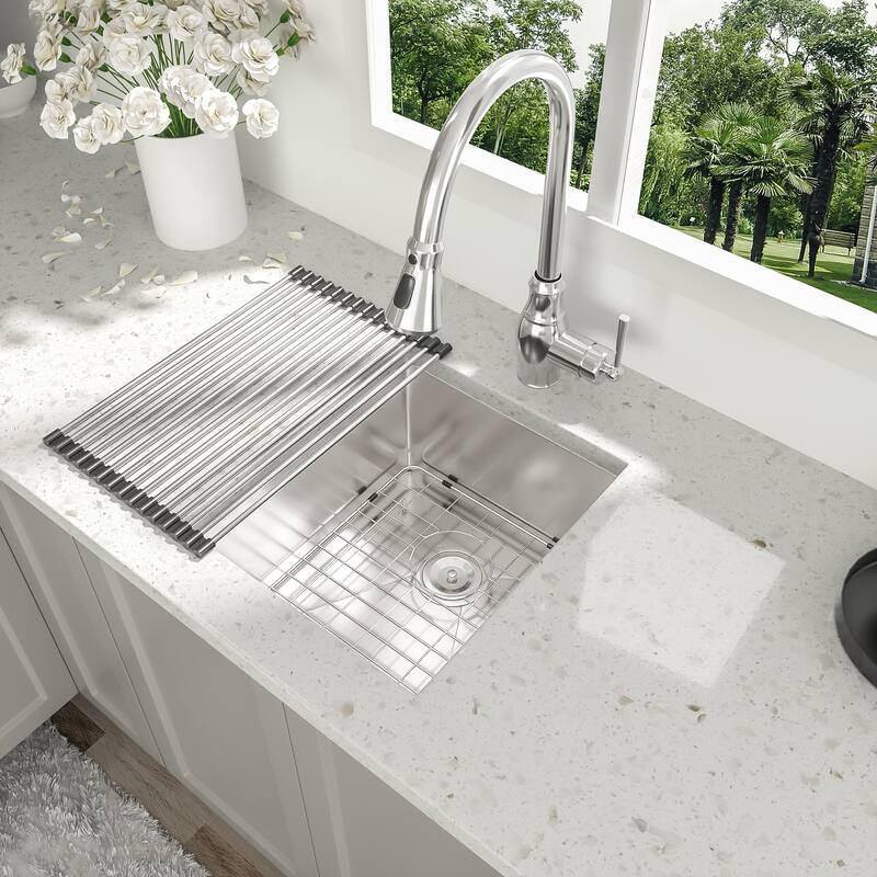 Undermount 16 Gauge Single Bowl Stainless Steel Kitchen Sink in Brushed Nickel