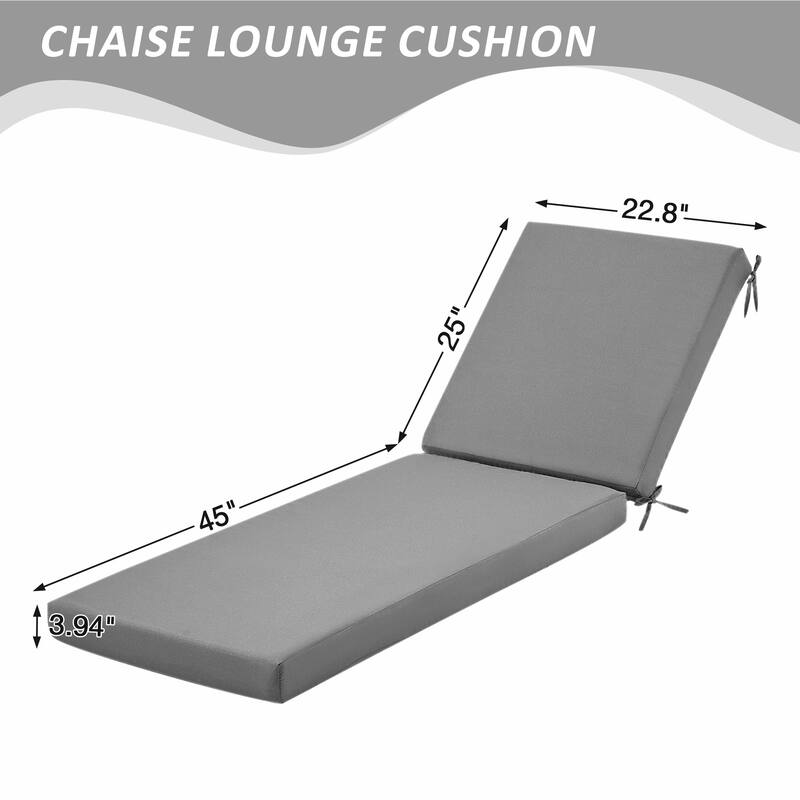Outdoor Patio Lounge Chair Cushion - Waterproof, UV-Resistant, Striped Design with Removable Cover, Adjustable Straps