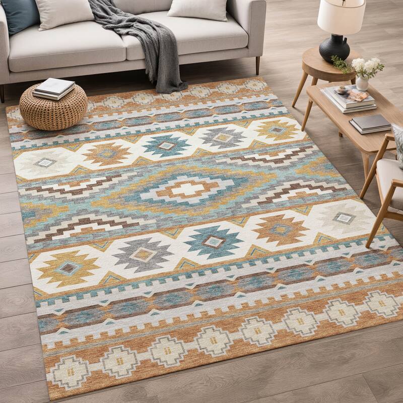 Machine Washable Indoor/ Outdoor Modern Ottawa Chantille Rug