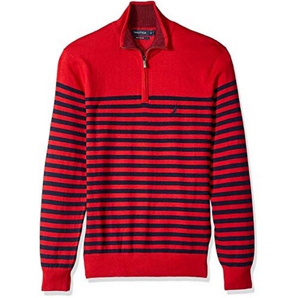 Download Nautica Mens Half-Zip Mock-Neck Striped Navtech Sweater ...