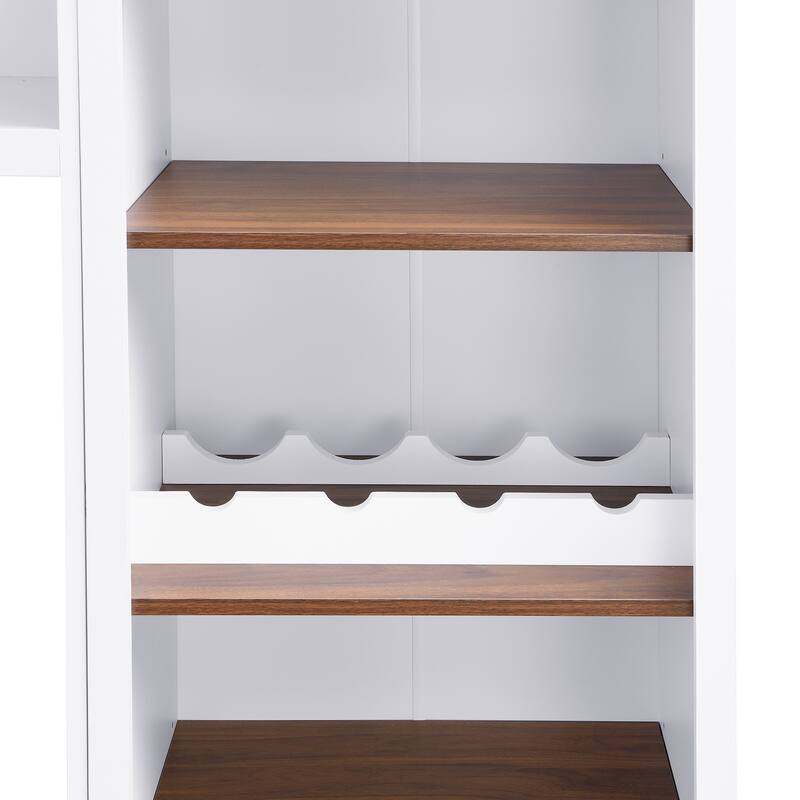 Roomfitters Mid-Century 4-Piece Entertainment Wall Unit with Bookshelves, TV Stand for TVs up to 70" withShelves and Wine Rack