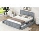 preview thumbnail 7 of 10, Queen Platform Bed with 4-Storage Drawers, Headboard and Support Legs, Grey