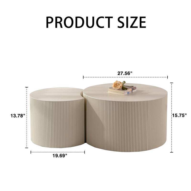 33.86" Modern Coffee Table with Solid‑Wood Relief & Gear Motif