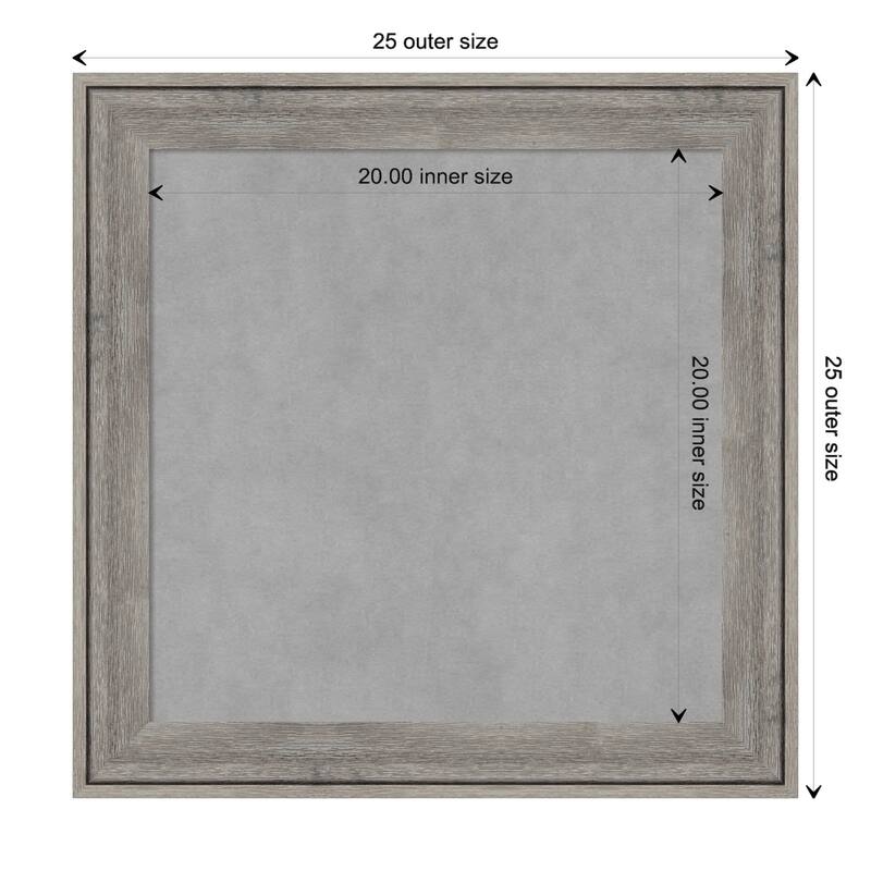 Amanti Art Regis Barnwood Grey Framed Magnetic Board - Board Size 20x20