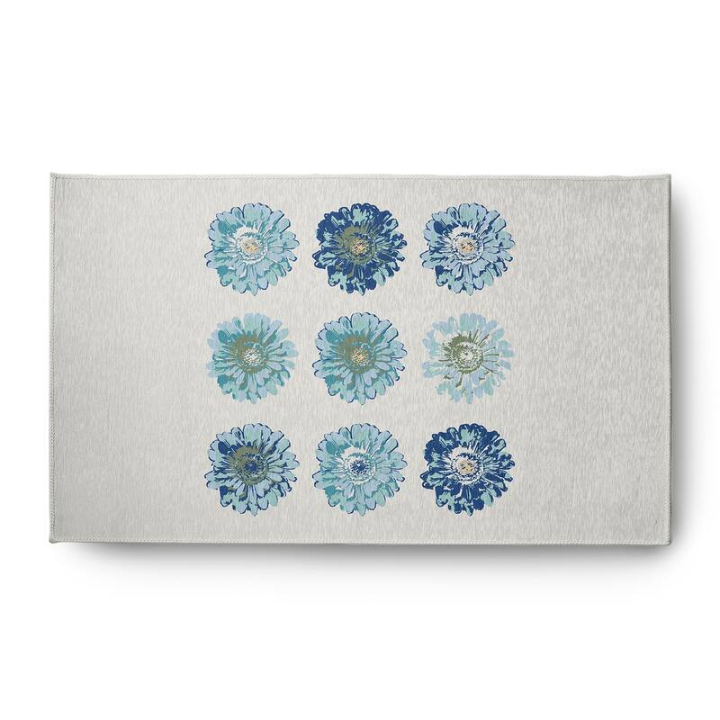 Gypsy Floral Spring Chenille Indoor/Outdoor Rug - Dark Cobalt Blue - 3' x 5'