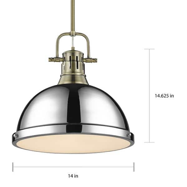 dimension image slide 1 of 2, Duncan 1-light Hanging Dome Pendant with Rod