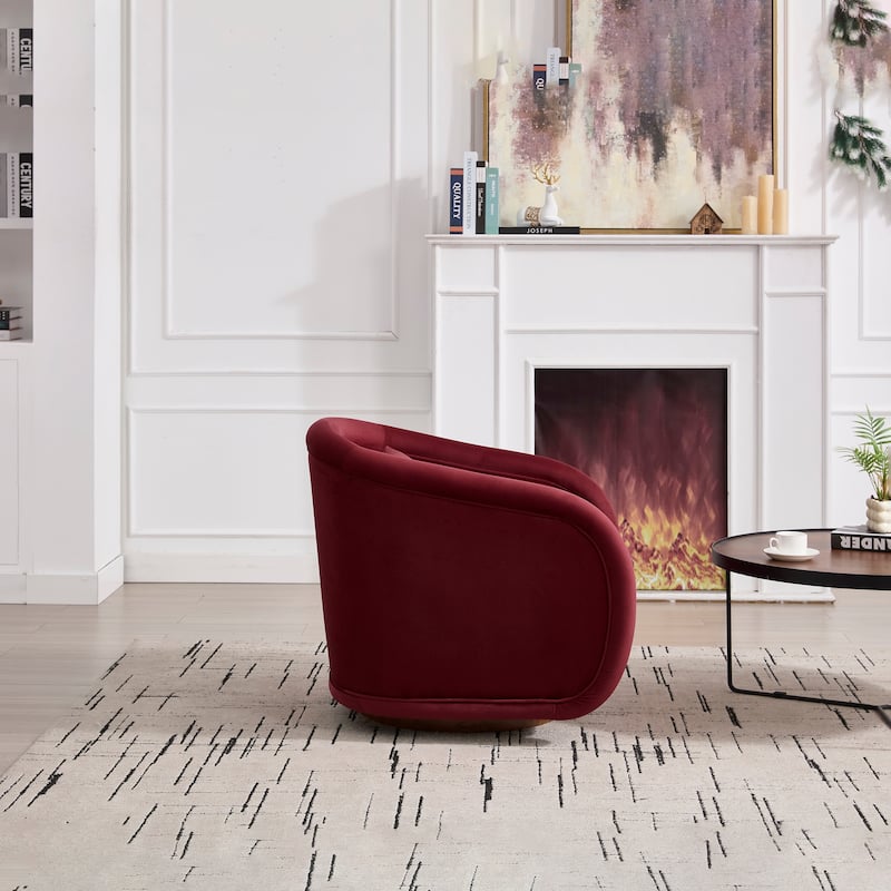 Swivel Accent Chair, 360-degree Swivel Barrel Chair with Teddy Upholstery, Comfy Pumpkin-Shaped Swivel Chair
