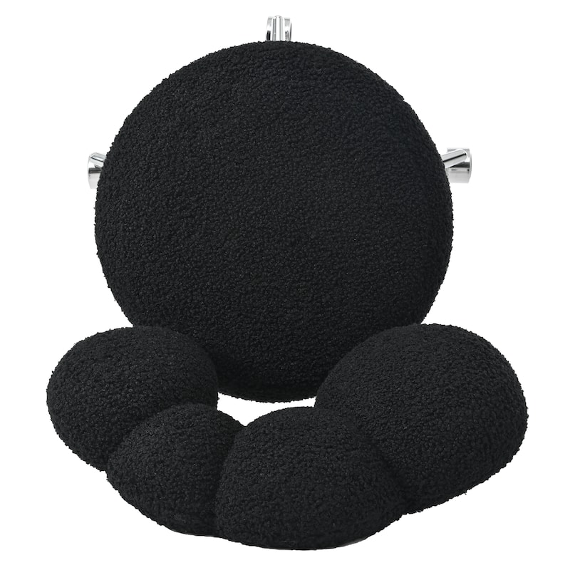 Black Modern 24.6" Upholstered 360° Swivel Accent Chair with Five Durable Casters and High-Density Soft Sponge